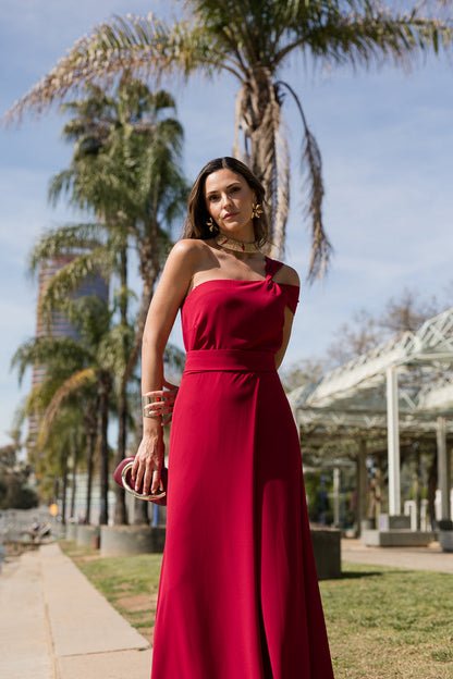 Vestido  largo asimétrico doble tirante