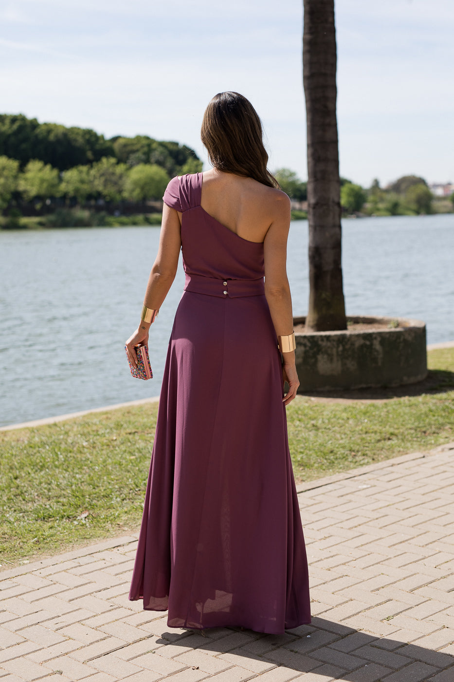 Vestido  largo asimétrico doble tirante