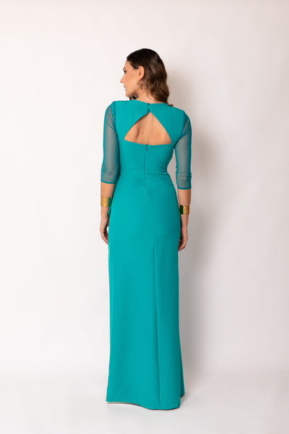 Vestido largo maxi flor verde