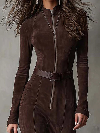 Jess | Vestido de ante con cinturón y cremallera - Imagen 2