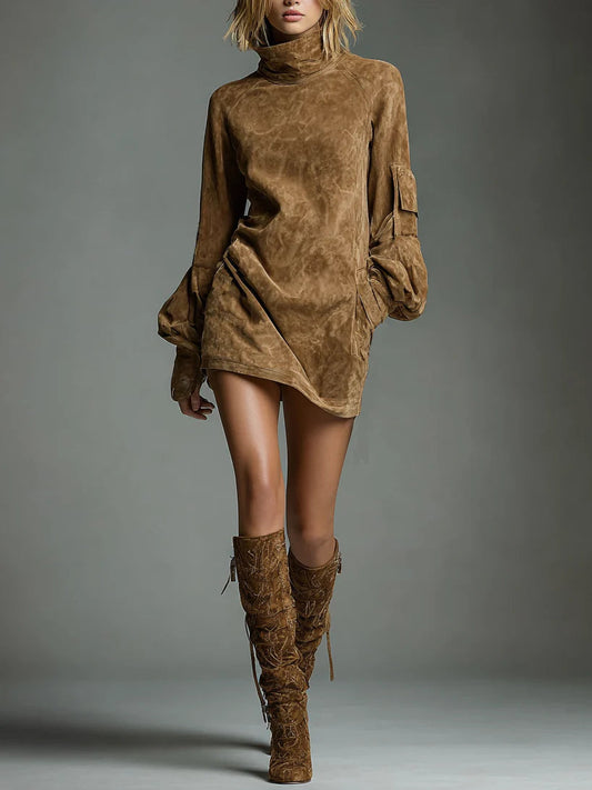Marlowe | Vestido mini vintage de efecto ante - Imagen 1