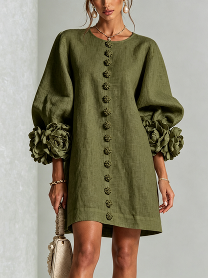 Amara | Vestido corto elegante con botones florales