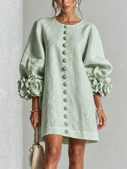 Amara | Vestido corto elegante con botones florales