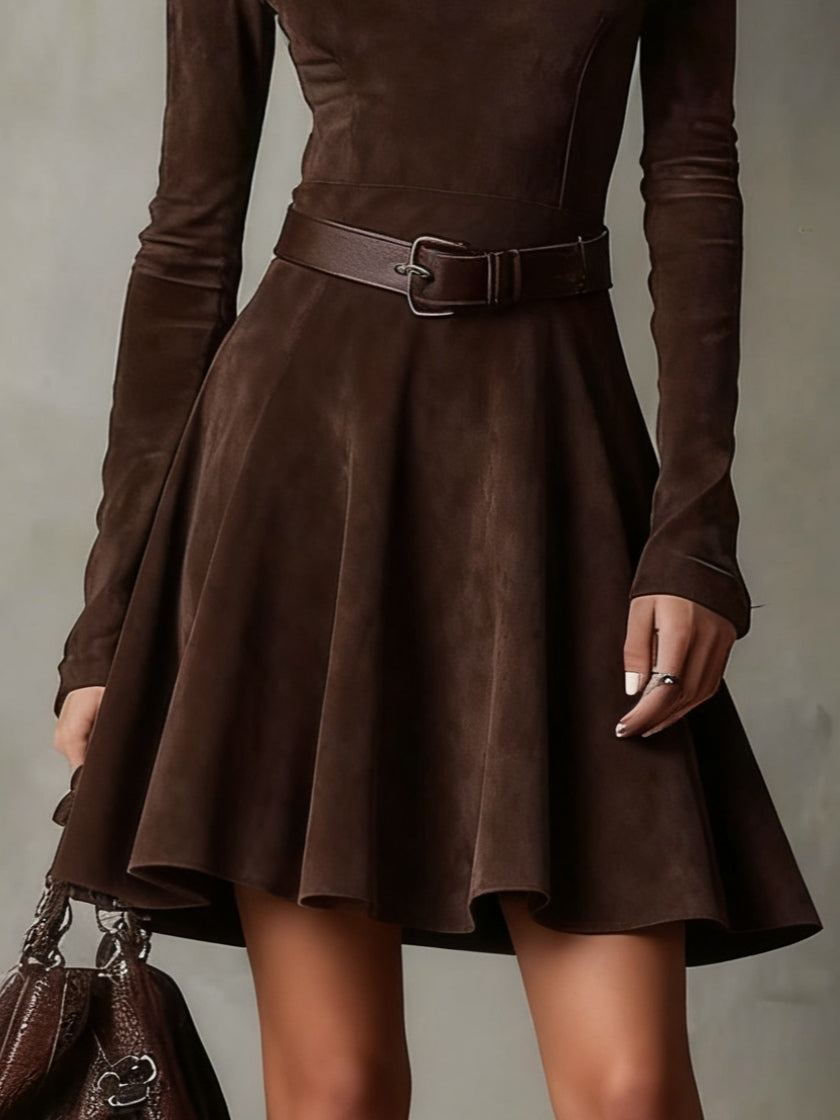 Meredith | Vestido mini vintage de efecto ante - Imagen 3