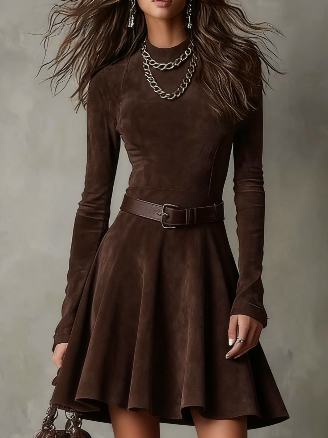 Meredith | Vestido mini vintage de efecto ante - Imagen 2