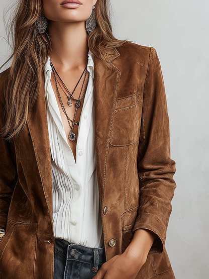 Aurora | Blazer marrón de estilo vintage