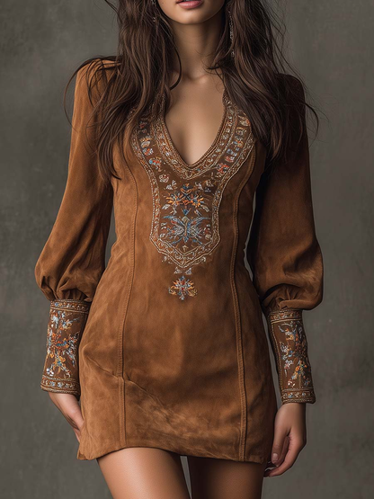 Vestido corto con efecto ante - Imagen 2