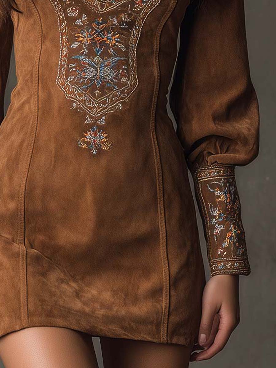 Vestido corto con efecto ante - Imagen 7
