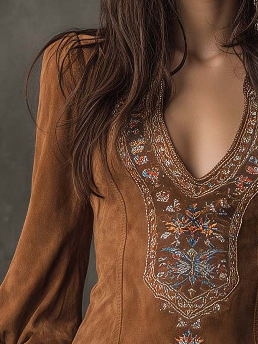 Vestido corto con efecto ante - Imagen 4