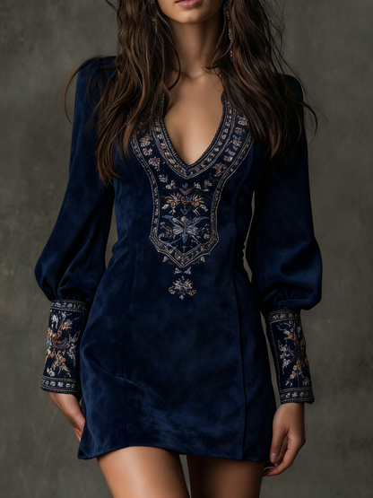 Vestido corto con efecto ante - Imagen 1