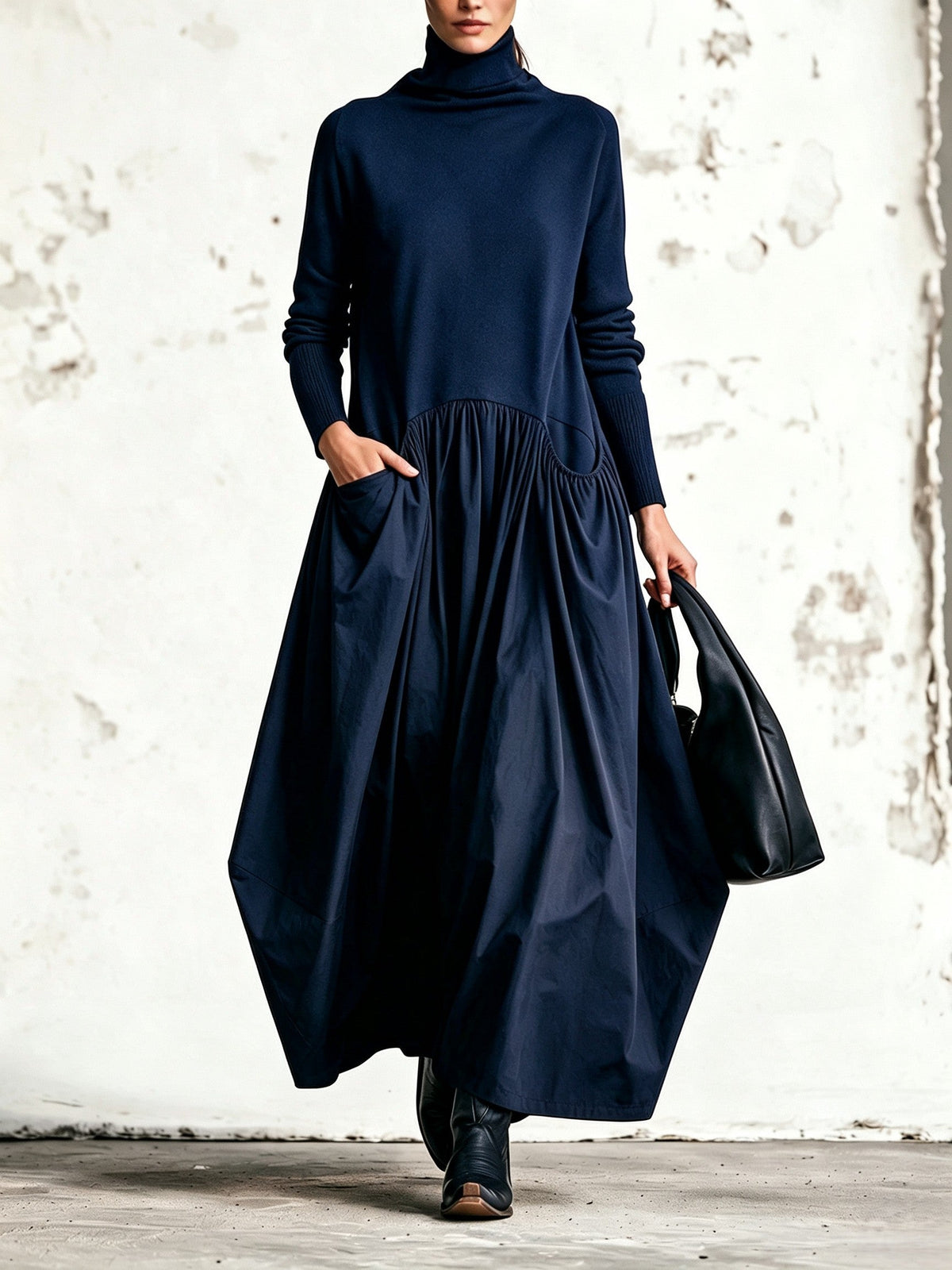Odette | Vestido largo holgado con cuello alto