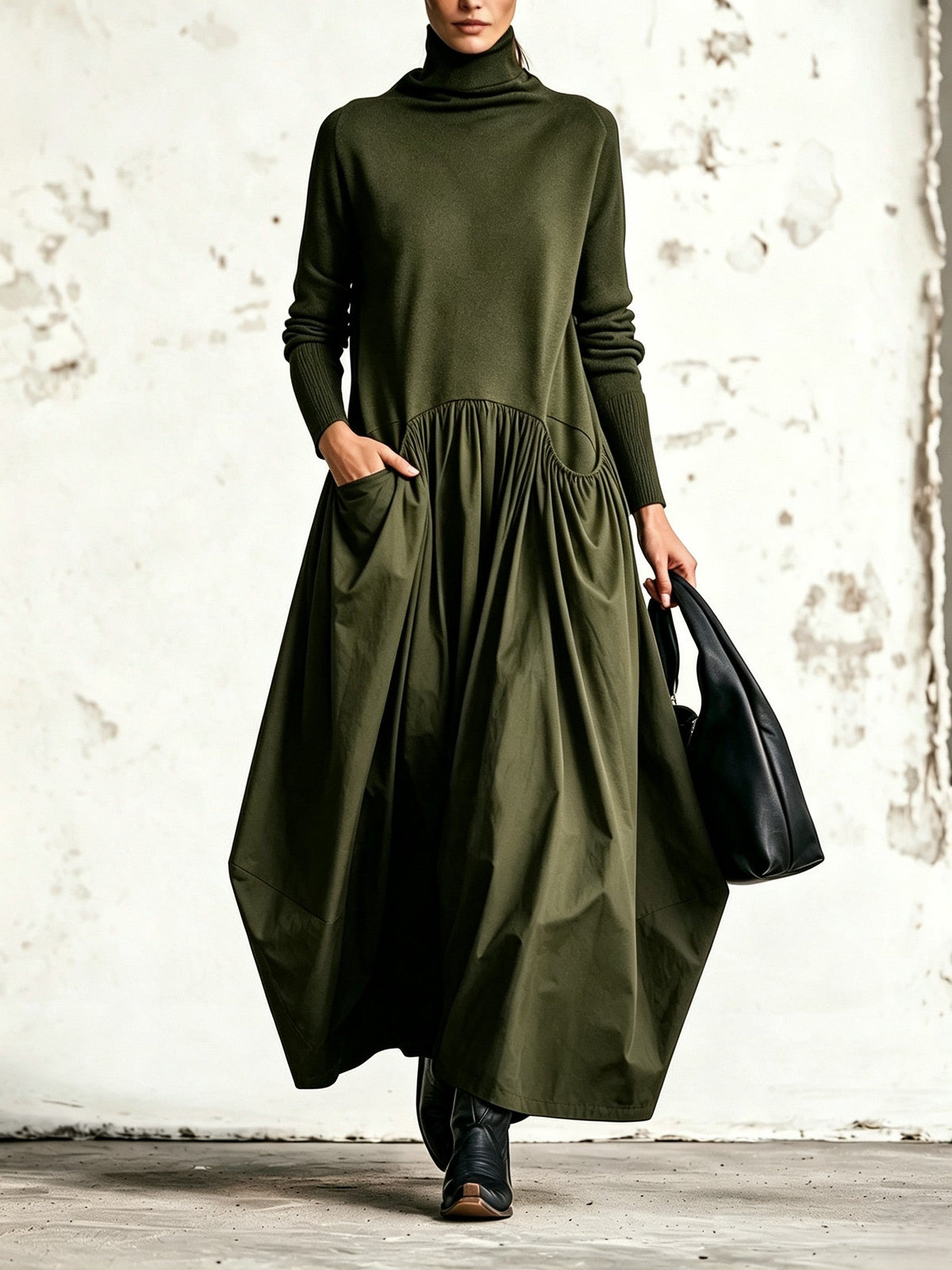 Odette | Vestido largo holgado con cuello alto