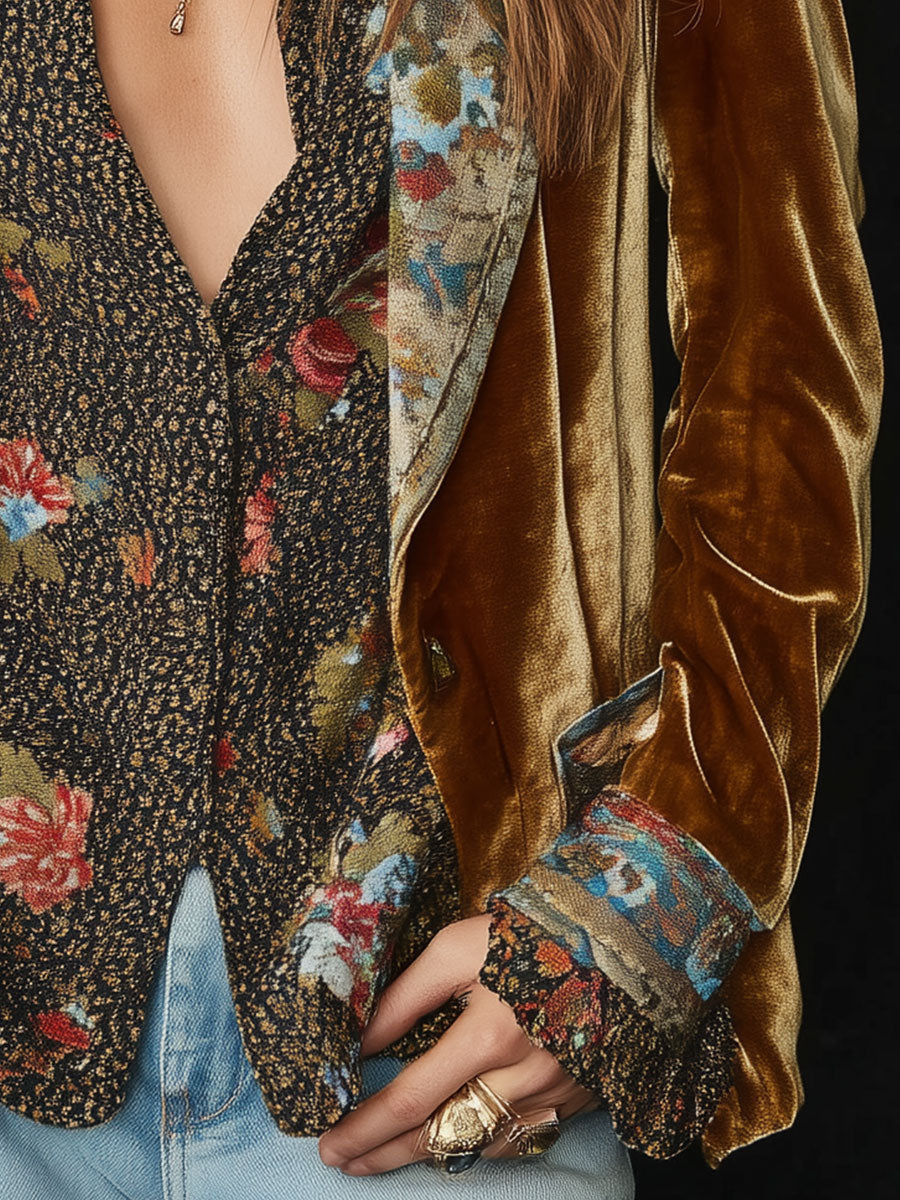 Anna | Blazer de retales con estampado floral vintage