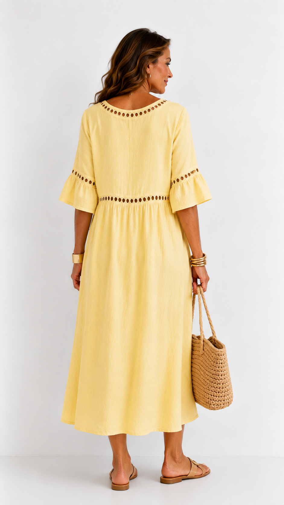 Hélène | Vestido Largo de Lino con Efecto Vientre Plano