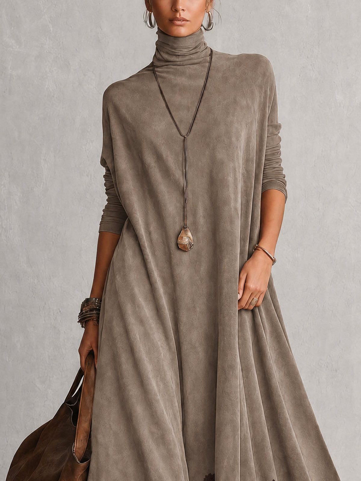 Leonora | Vestido largo con bajo de encaje y mangas fruncidas