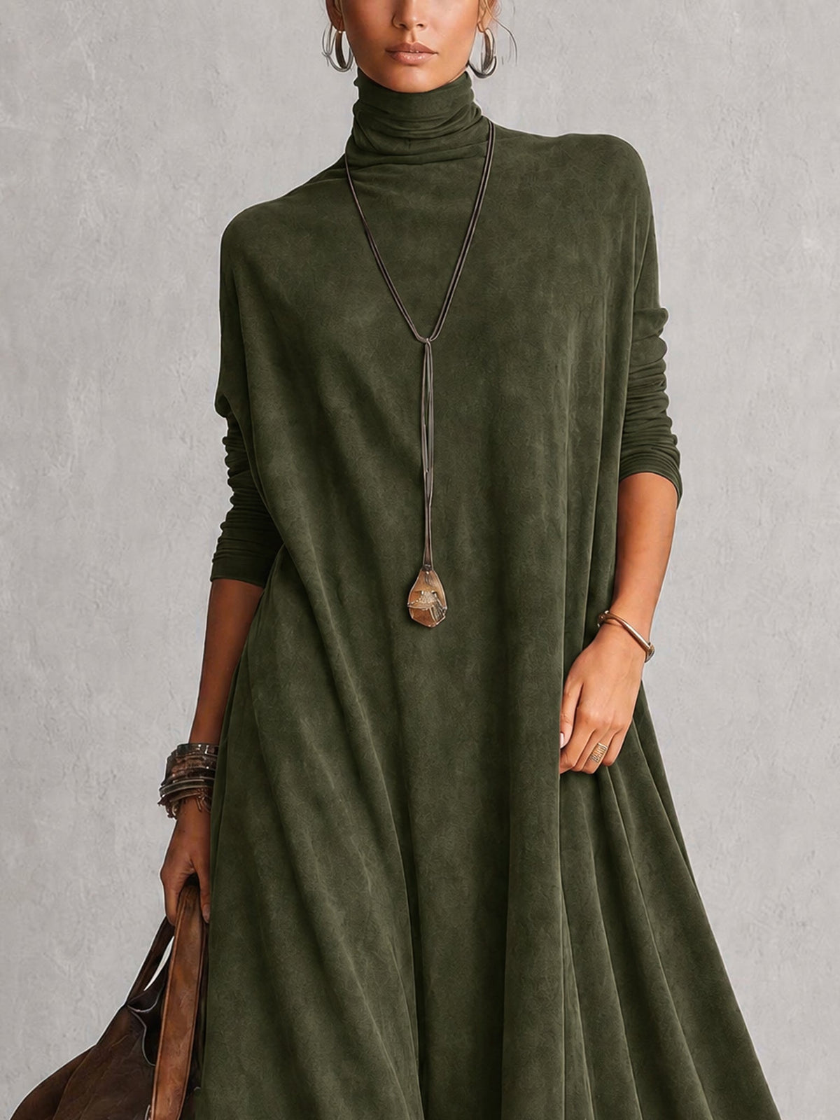 Leonora | Vestido largo con bajo de encaje y mangas fruncidas