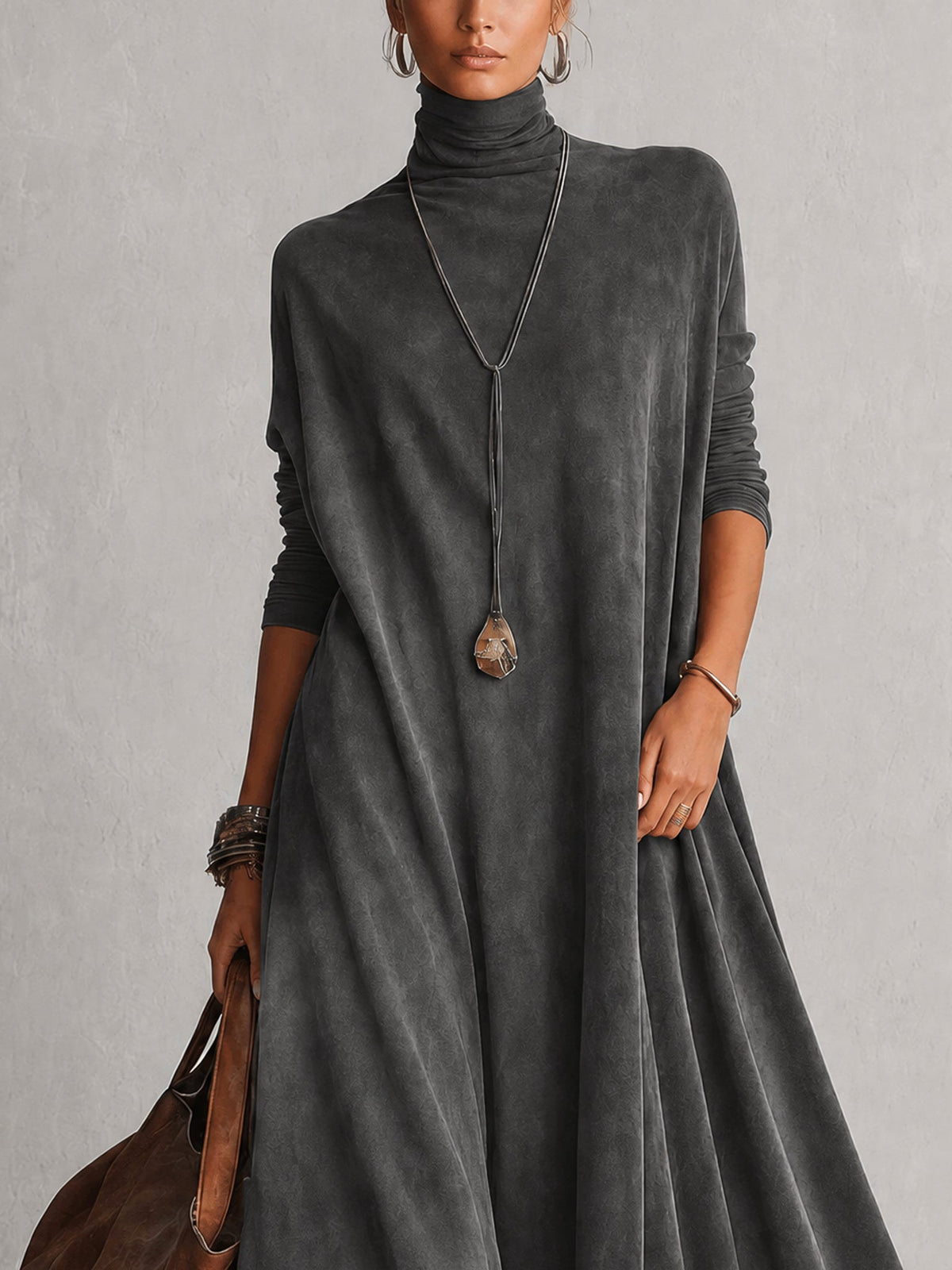 Leonora | Vestido largo con bajo de encaje y mangas fruncidas