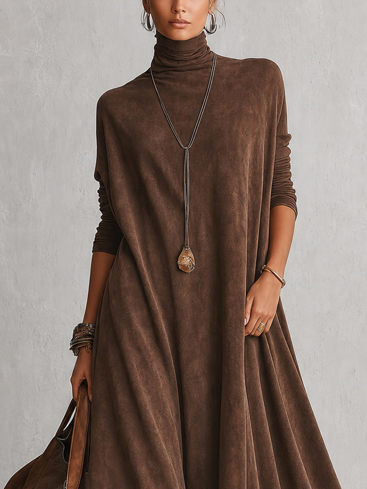 Leonora | Vestido largo con bajo de encaje y mangas fruncidas