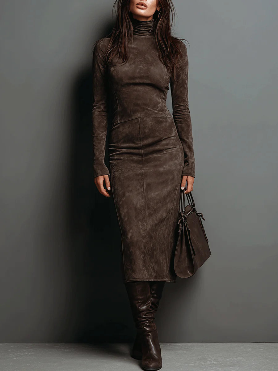 Lorenza | Vestido midi con cuello alto