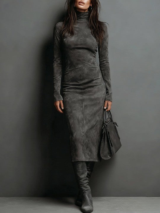 Lorenza | Vestido midi con cuello alto