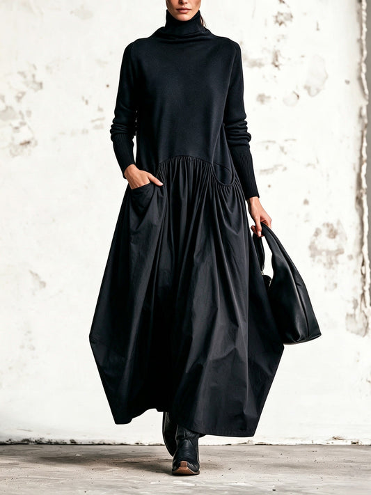 Odetta | Vestido largo holgado con cuello alto