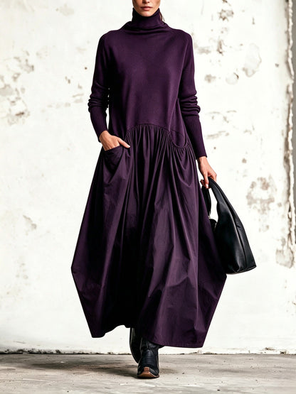 Odetta | Vestido largo holgado con cuello alto