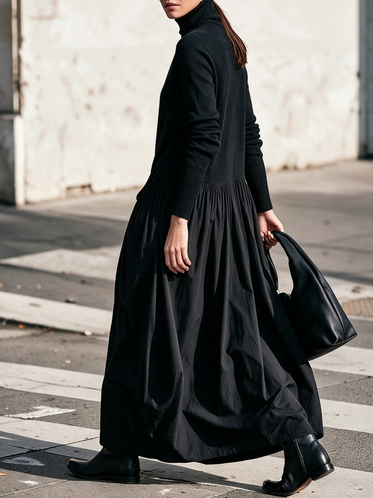 Odetta | Vestido largo holgado con cuello alto