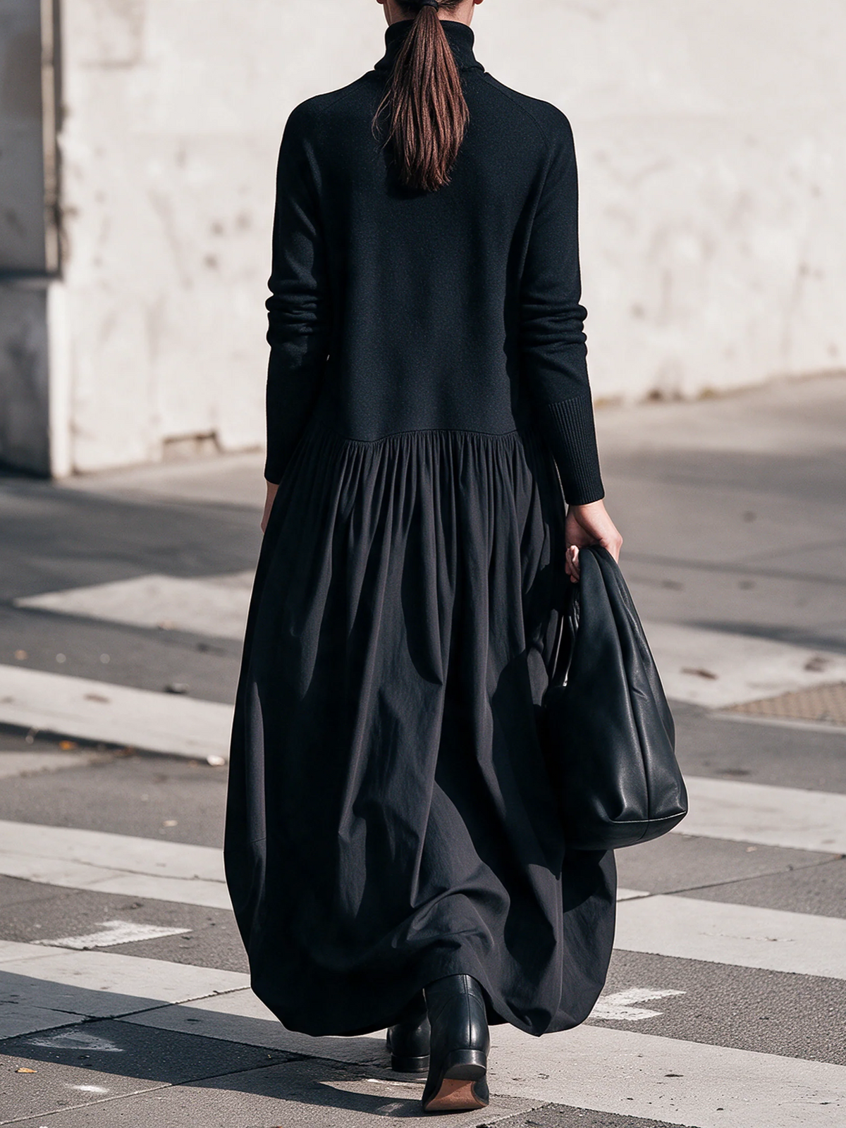 Odetta | Vestido largo holgado con cuello alto