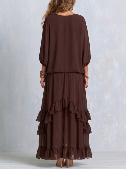Ottilia | Vestido midi de volantes con cordón ajustable