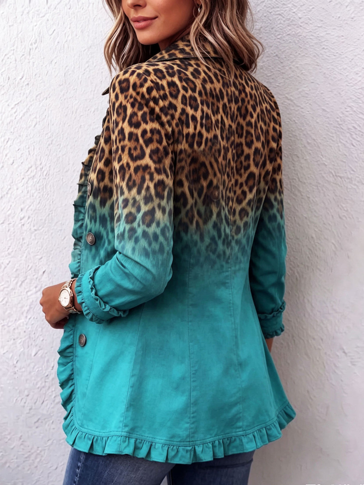 Herminia | Americana de leopardo degradado con volantes