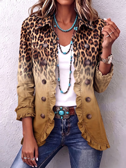Herminia | Americana de leopardo degradado con volantes