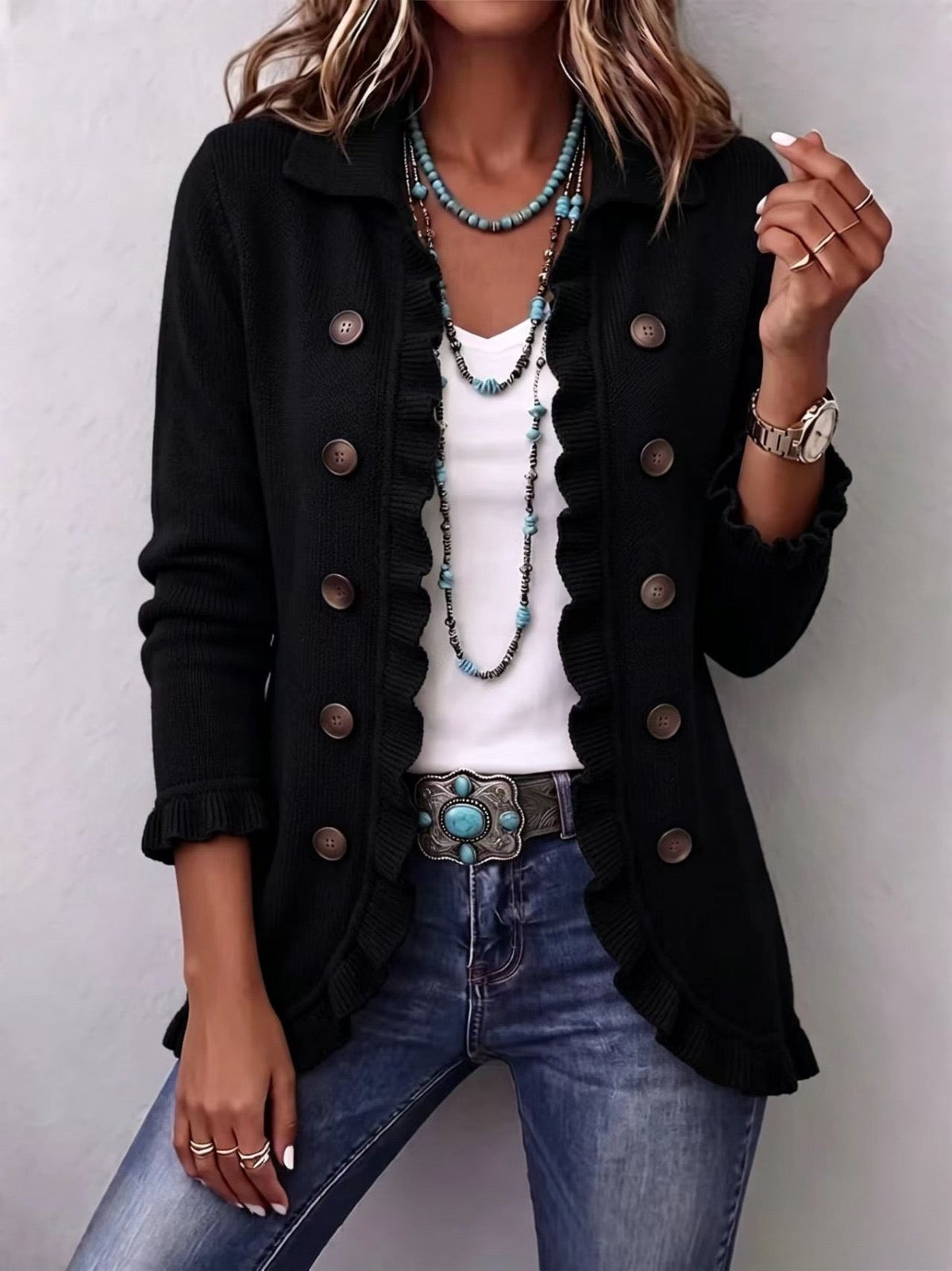Lucia | Chaqueta de punto negra