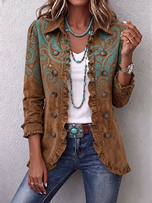 Rosalia | Chaqueta con estampado de cachemira y volantes