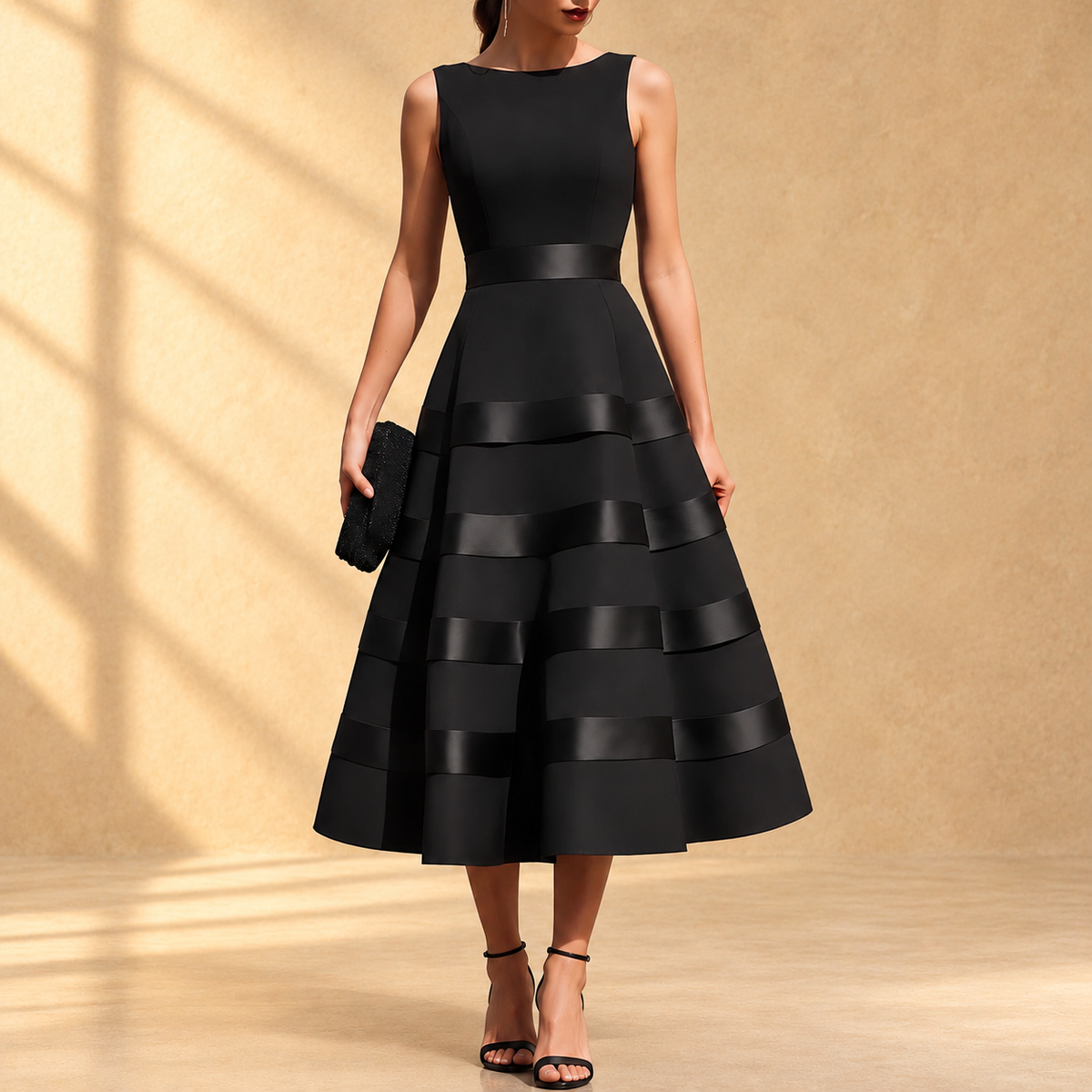 Annabella | Vestido midi sin mangas con falda acampanada - Imagen 2