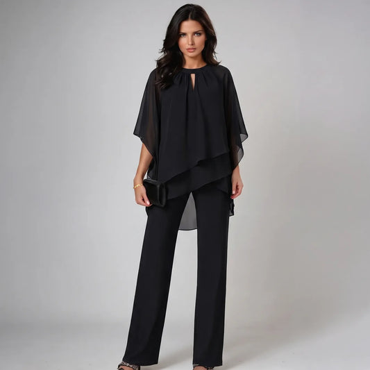 Sibilla | Conjunto elegante con top de capas y pantalón - Imagen 1