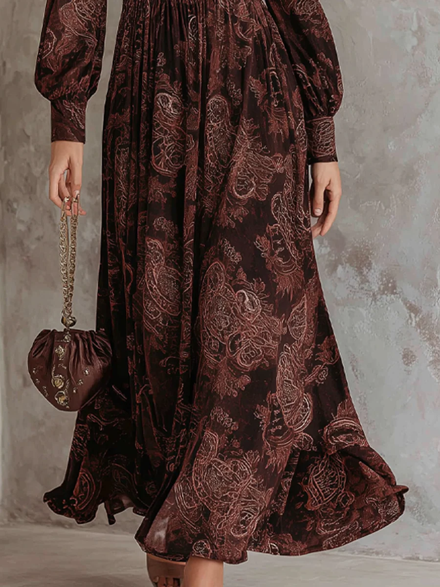 Marlene | Vestido midi con estampado paisley y cremallera en el escote - Imagen 3