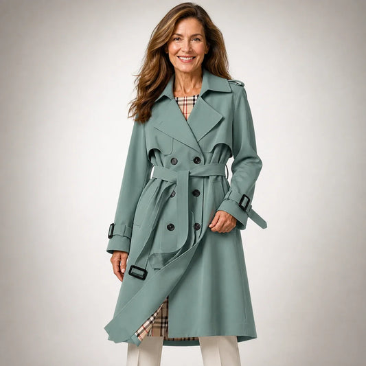 Gabardina clásica con cinturón - Verde
