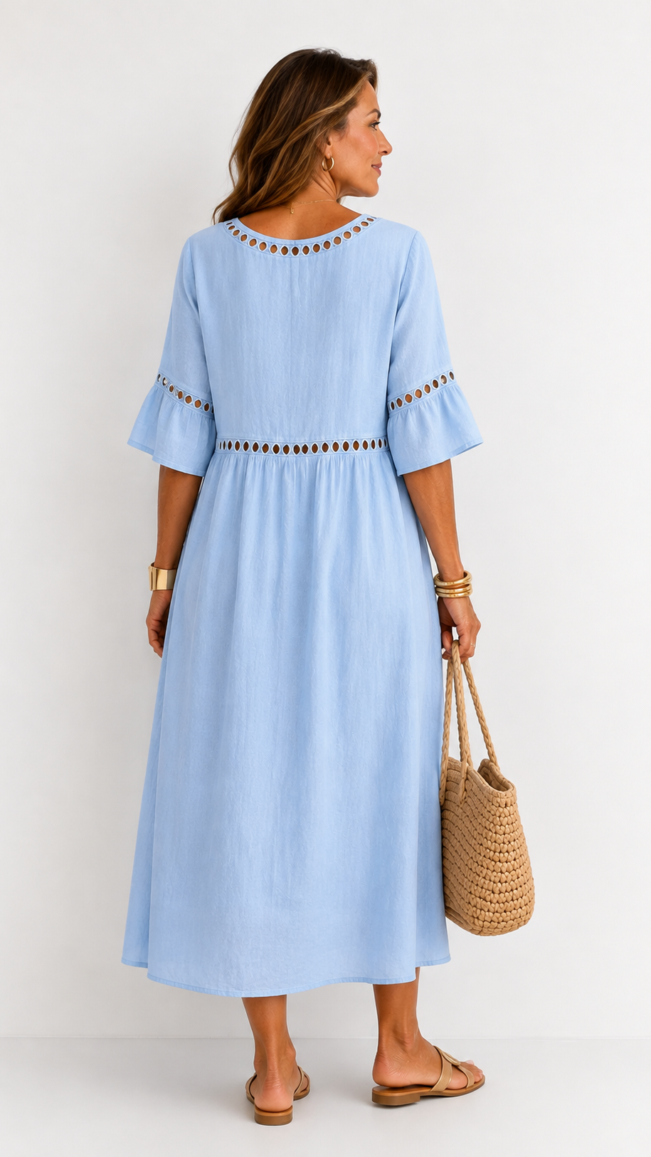 Hélène | Vestido Largo de Lino con Efecto Vientre Plano