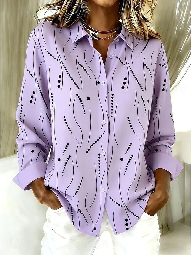 Dawnsley™ | Blusa de estampado abstracto con botones — Violeta