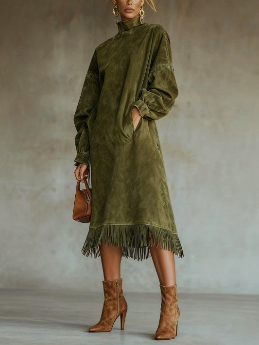 Aurora | Vestido de efecto ante con flecos - Imagen 1