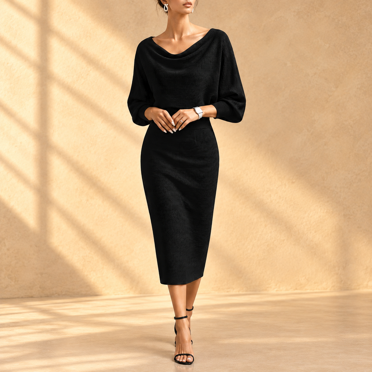 Liliana | Vestido midi con mangas murciélago - Imagen 8