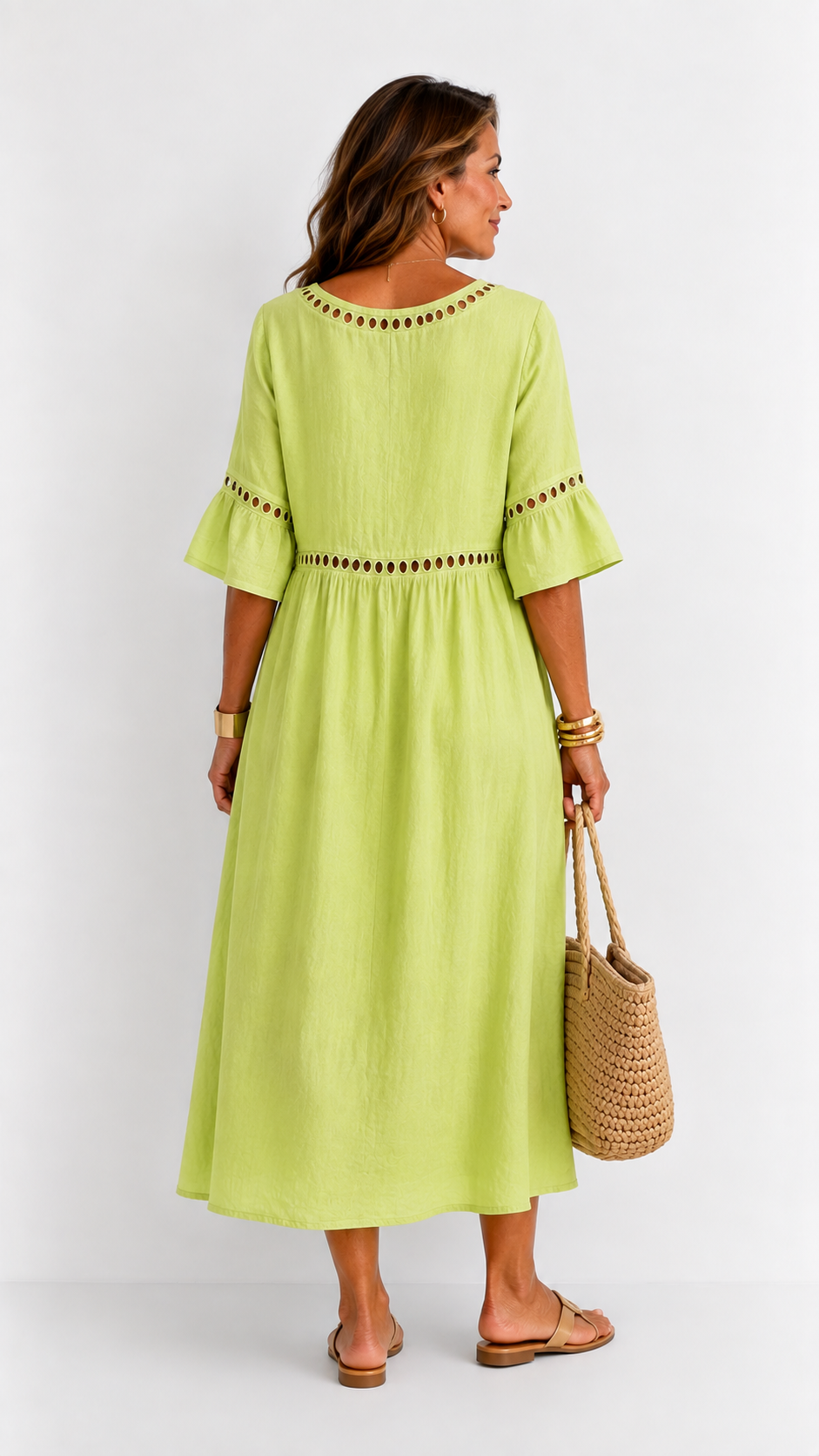 Hélène | Vestido Largo de Lino con Efecto Vientre Plano