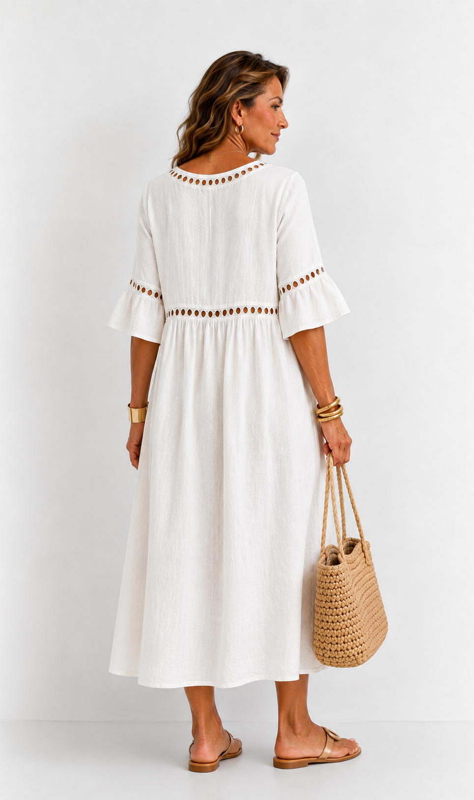 Hélène | Vestido Largo de Lino con Efecto Vientre Plano