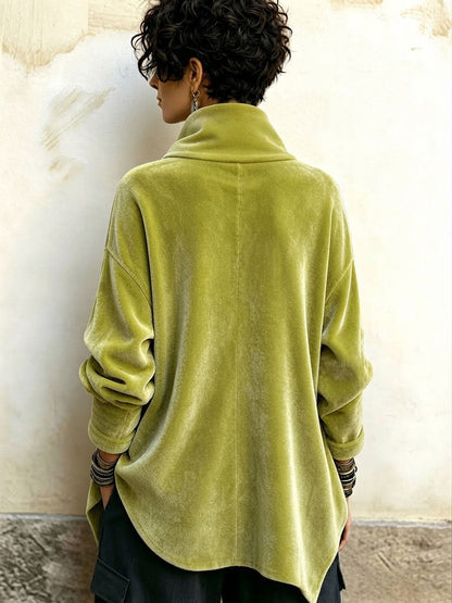 Capucine | Top asimétrico de terciopelo con cuello alto