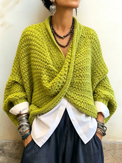 Célia | Jersey cruzado con mangas murciélago