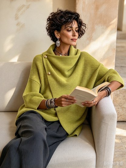 Colette | Jersey de punto asimétrico con botones