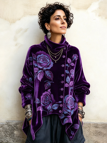 Roxane | Top de terciopelo con estampado de rosas